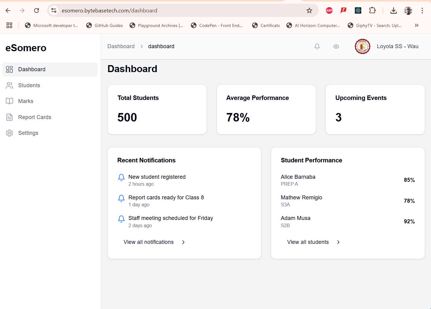 eSomero Dashboard