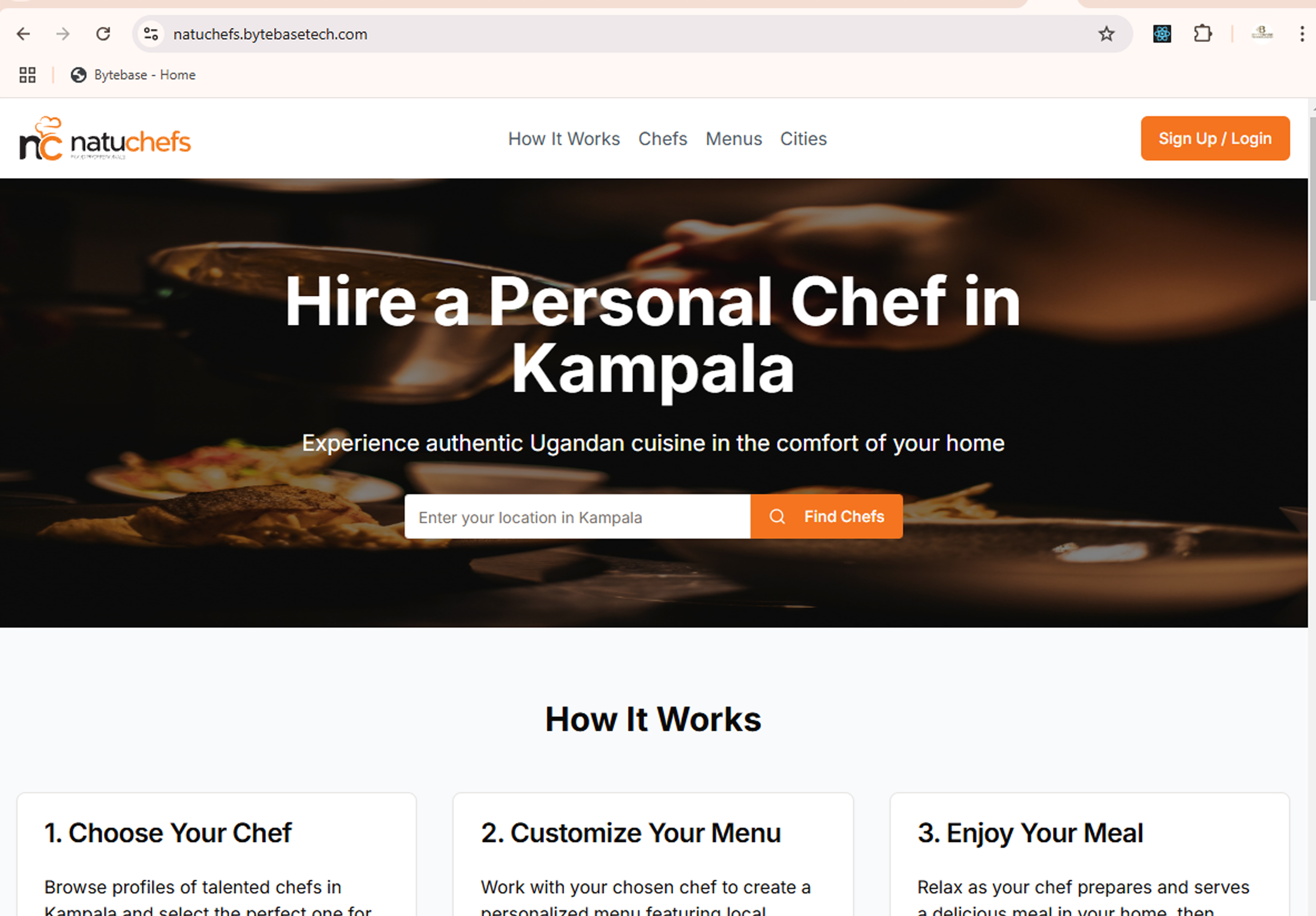 Natu Chefs website screenshot